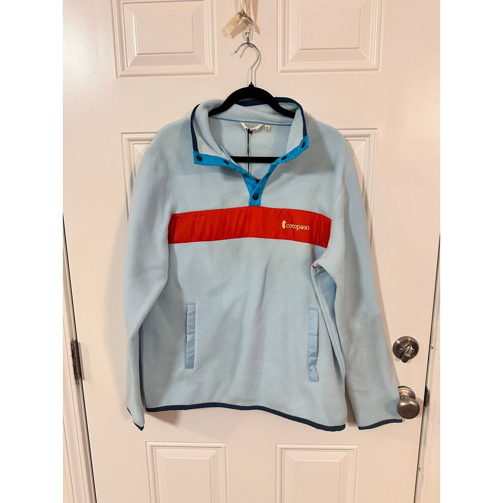 Cotopaxi Teca Fleece Pullover XL Blue Red Colorblock Snap Neck NWT